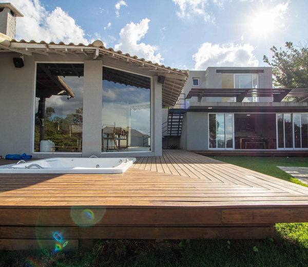 Backyard deck and landscape construction