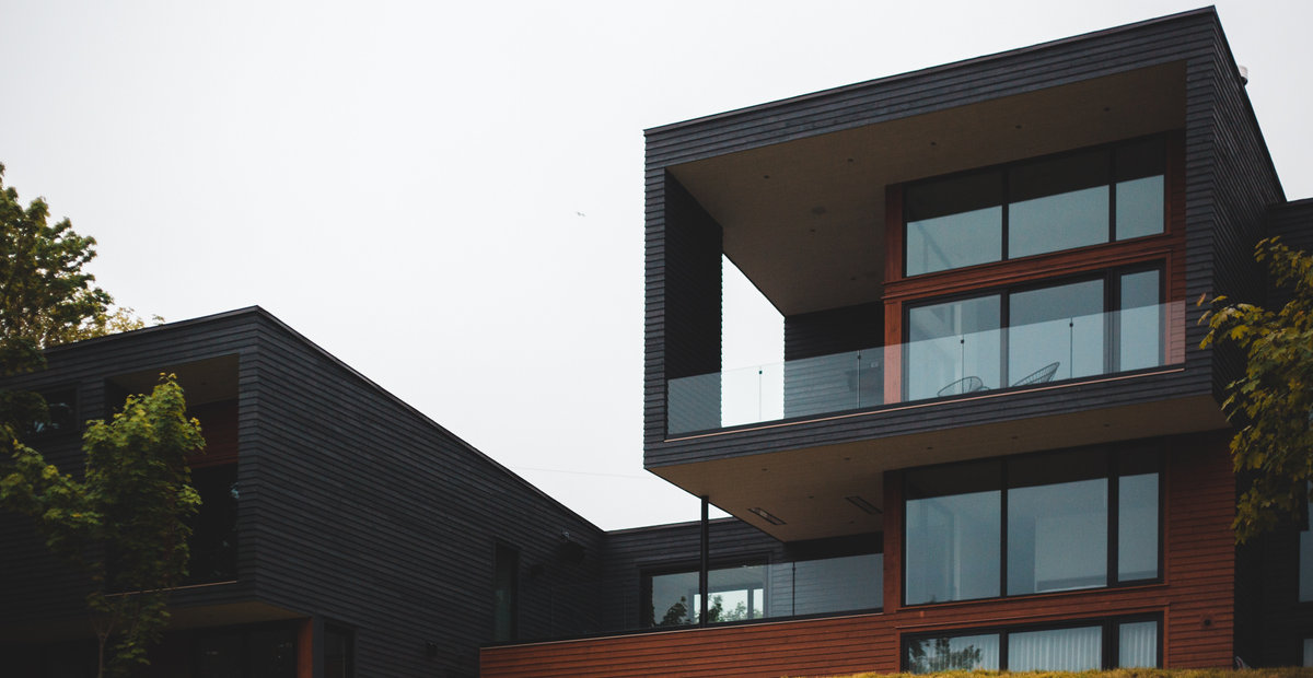 Dark modern custom home exterior